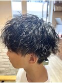 10代20代韓流☆ツイストパーマショートマッシュアッシュブラウン