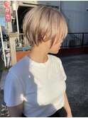 ホワイトミルク×丸みショート20代30代ショートボブ