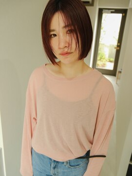 ファブ(fab.) ワインレッドX切りっぱなしボブ