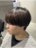 ツーブロックラウンドマッシュダークグレージュ