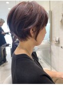 コンパクト丸みショート×ピンクブラウン　style by 田爪