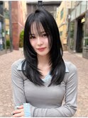 ミディアムレイヤー　セミロングレイヤー　ザクザクレイヤー