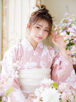 シャルメ 池袋(CHARMER)の写真/友達との予約もOK![ヘアセット+浴衣着付け¥5200］お揃いのスタイルに◎［ペア割ヘアセット¥2300]
