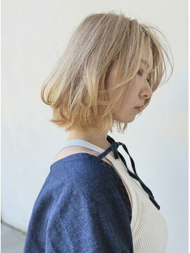 カバーヘア ブリス 北浦和(COVER HAIR bliss) ハイトーンカラー外ハネくびれヘアAラインボブp北浦和20代30代