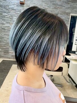 ガーデン 西川田店(garden) 宇都宮ショートボブ顔周りカット白髪ぼかしハイライト白髪染め