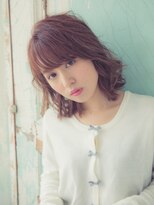 ナチュラルエフ(natural f)&nbsp;フェミニンニュアンスウルフレイヤーパーマミディ×ブラウン