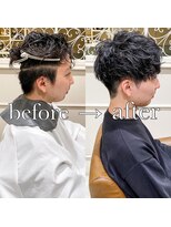 フレームプラス 御堂筋難波店(FRAME +)&nbsp;外ハネパーマスパイラルパーマショートマッシュハイブロック