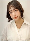 ウェットヘア オリーブベージュ×髪質改善前髪ボブ×横浜