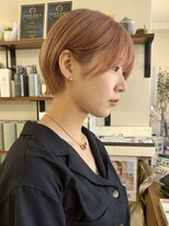 ソソ(soso)&nbsp;【soso 伊勢田】ショート×ピンクベージュ【横浜/ブリーチ】