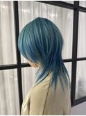 水色ウルフカット