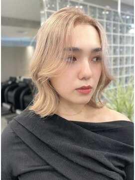 サンクプロジェクト(cinq PROJECT) ミルクティーベージュダブルカラーハイトーンレイヤーカット韓国