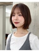 ボブ　レイヤーボブ　フェイスレイヤー　顔周り　小顔　ベージュ