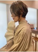 モテ愛され　ペールベージュグラデーションカラー　ショートボブ