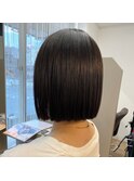ストレートボブ×韓国ヘア×切りっぱなし×大人ボブ×縮毛矯正