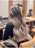 バレイヤージュグレージュハイライトダブルカラーケアブリーチ