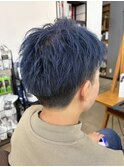 刈り上げマッシュショート×ブルーカラー