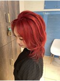 ★人気/チェリーレッド/韓国風レイヤーカット/内巻き/池袋東口