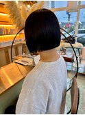 30代切りっぱなしボブ大人ミニボブ黒髪ミディアム岡山ボブ