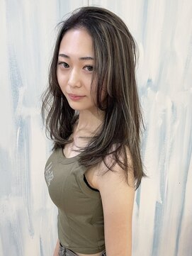 アップ(A+hair) ハイライトカラーミルクティーベージュケアブリーチダブルカラー