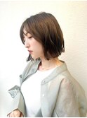 20代30代透明感モカブラウン×外ハネショートボブp戸田公園
