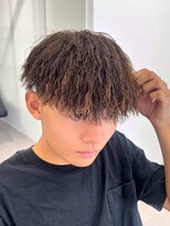 ルースト 京都駅前店(ROOST)&nbsp;ブラウンイナズマツイストMEN’S HAIR/刈り上げマッシュ