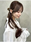 顔まわりカット　くすみベージュ　ベージュカラー　グレージュ