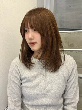 ヨーク(YOKE) 【YOKE】ミディアムレイヤーオレンジベージュダブルカラー顔周り
