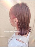 顔まわりカット+インナーピンク