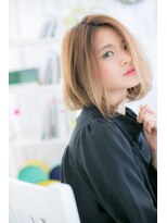 ミック ヘアアンドメイク アップ 駒込店(miq Hair&Make up)&nbsp;外国人風インナーハイライトカラー抜け感鎖骨ミディa1