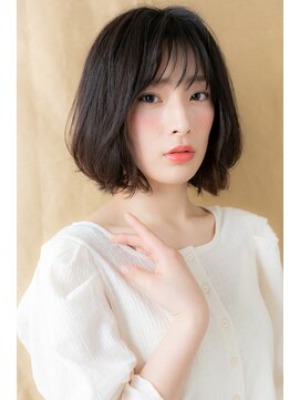 カバーヘア イヴ 戸頭店(COVER HAIR EVE) 黒髪アッシュブラックくせ毛風外ハネボブ309Y戸頭20代30代40代