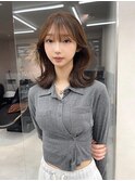 レイヤーカット 韓国ヘアカット グレージュ オリーブベージュ