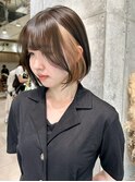 ニュアンスカラーグレーベージュレイヤーカットオリーブベージュ