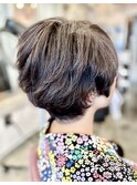 50代 可愛いふんわりソフトパーマショートヘア