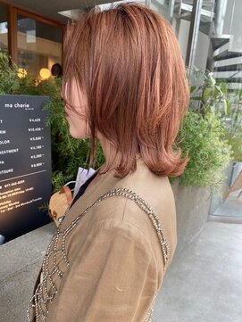 マシェリ バイ ハセ(ma cherie by HASE) 【ダブルカラー】透け感たっぷりオレンジカラー