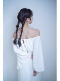 タイト/ツイン編み下ろし/ウェディング前撮り/花嫁