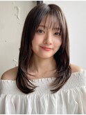 小顔 フェミニンロング メルティーカラー 似合わせカット"