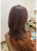 大人ピンク×レイヤーカット/白髪ぼかし/柏