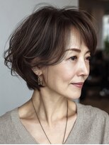 ハーツ(Heart's)&nbsp;白髪ぼかし脱白髪染め似合わせショートボブ40代50代60代