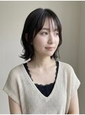 くびれボブ/外ハネ/シースルーバング/前髪あり