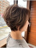 ふんわり丸みショートボブパーマ