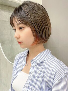 ノベルデイズ(NOVEL-DAYS) 大人かわいいデザインカラーインナーカラーオレンジミニボブ