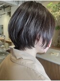 丸みショートボブ×透明感アッシュカラー