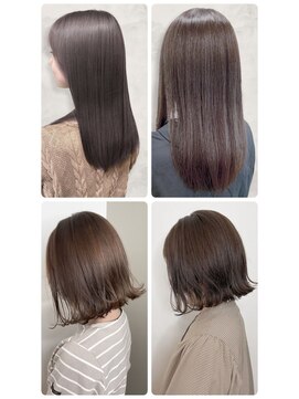 美容室フルール 20代30代40代髪質改善ナチュラルボブ艶感ピンクアッシュ