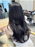 顔周りレイヤーカットくびれヘアミルクティーベージュカラー