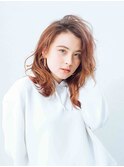 くせ毛風ミディアムロングスタイル20代30代40代/ハレマチ通り