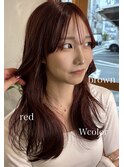暖色/韓国/ワンホン/レッド/ワインレッド/ツヤ感/くびれ巻き