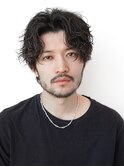 【波巻きツイストスパイラルパーマ×センターパート】メンズヘア