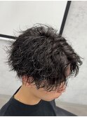 アップバング波巻きパーマ 長野駅前メンズヘア