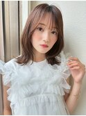 くびれレイヤーミディ/ココアブラウン春カラーブリーチなしp越谷