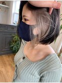 ボブ×明るめミルクティーインナーカラー